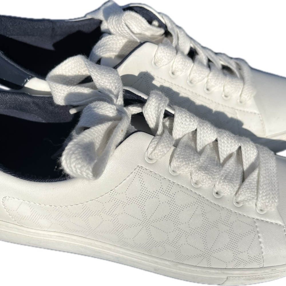kate spade White Leather “Audrey” Tennis Shoe with Navy Heel